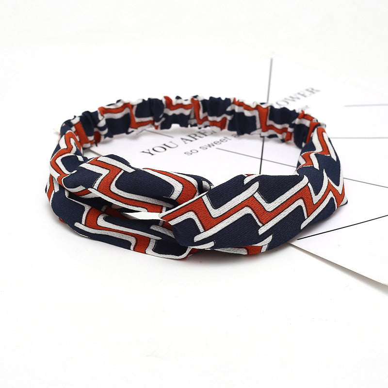 JMT-777994 Chiffon Silk Check Pattern Headband for Women