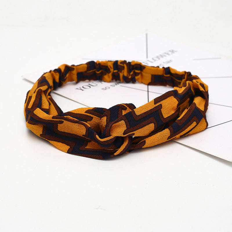 JMT-777994 Chiffon Silk Check Pattern Headband for Women