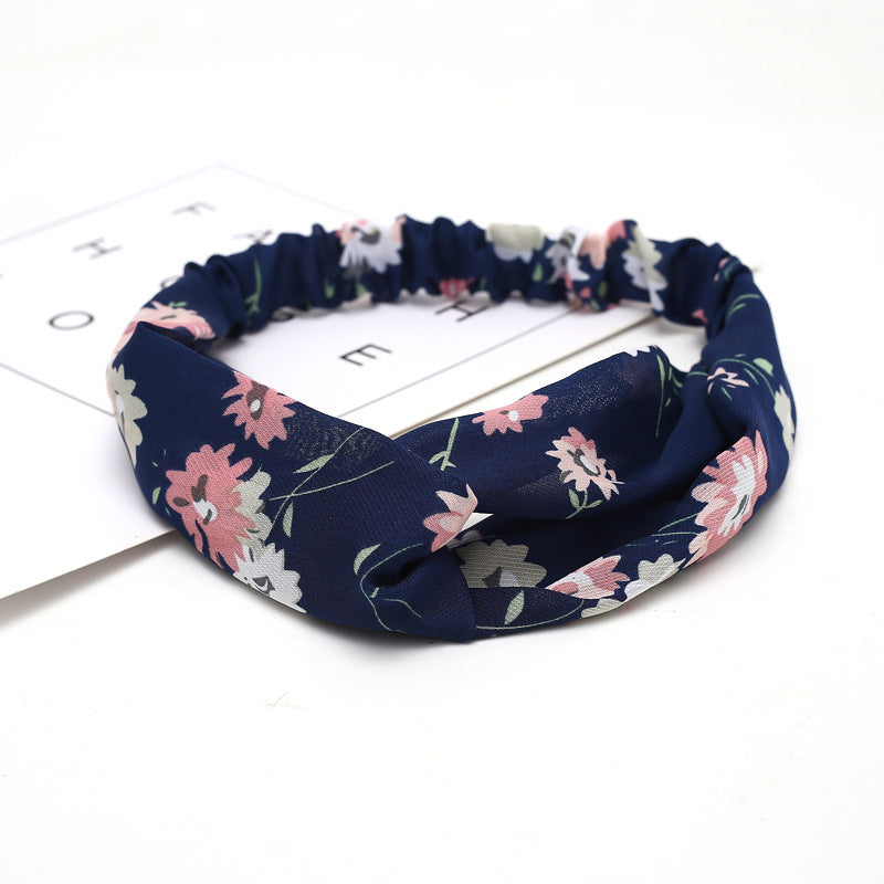 JMT-777994 Chiffon Silk Check Pattern Headband for Women