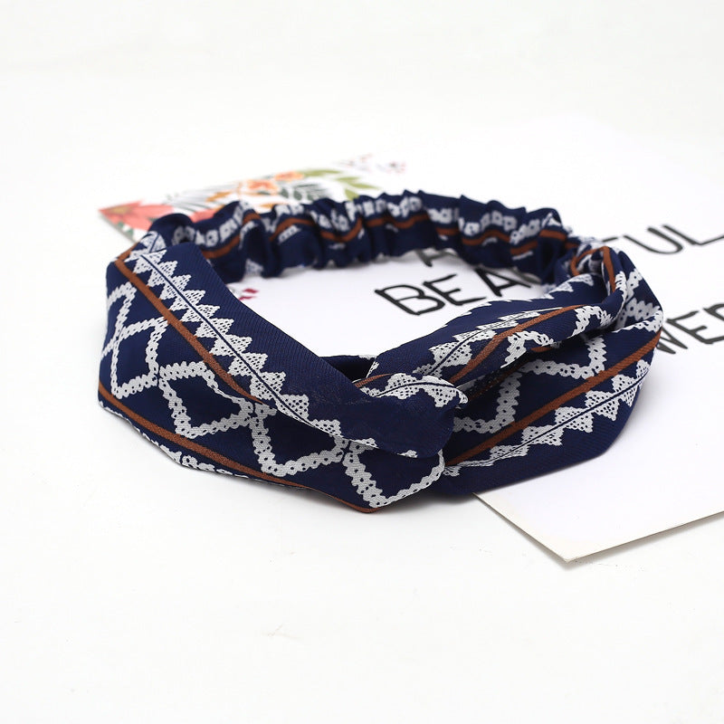 JMT-777994 Chiffon Silk Check Pattern Headband for Women