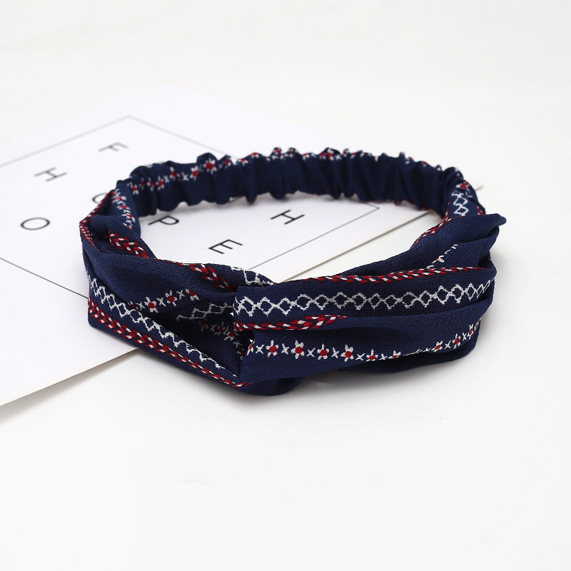 JMT-777994 Chiffon Silk Check Pattern Headband for Women