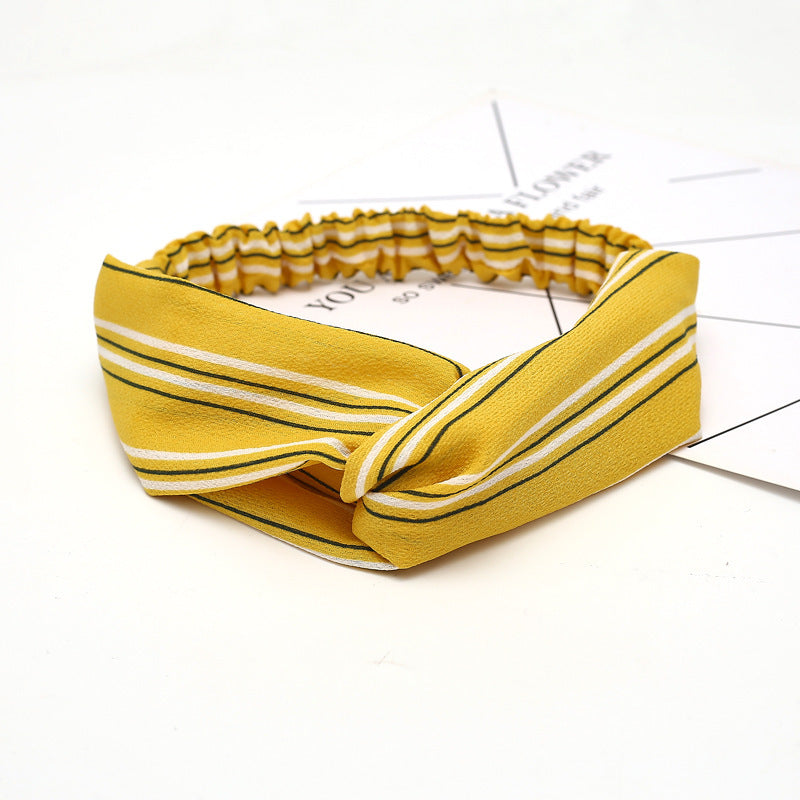 JMT-777994 Chiffon Silk Check Pattern Headband for Women