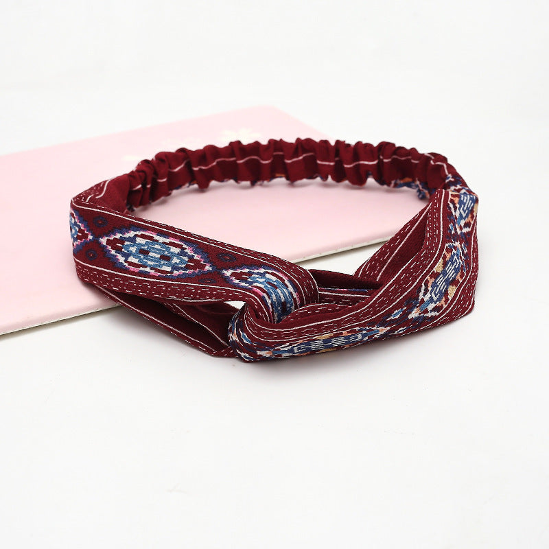 JMT-777994 Chiffon Silk Check Pattern Headband for Women