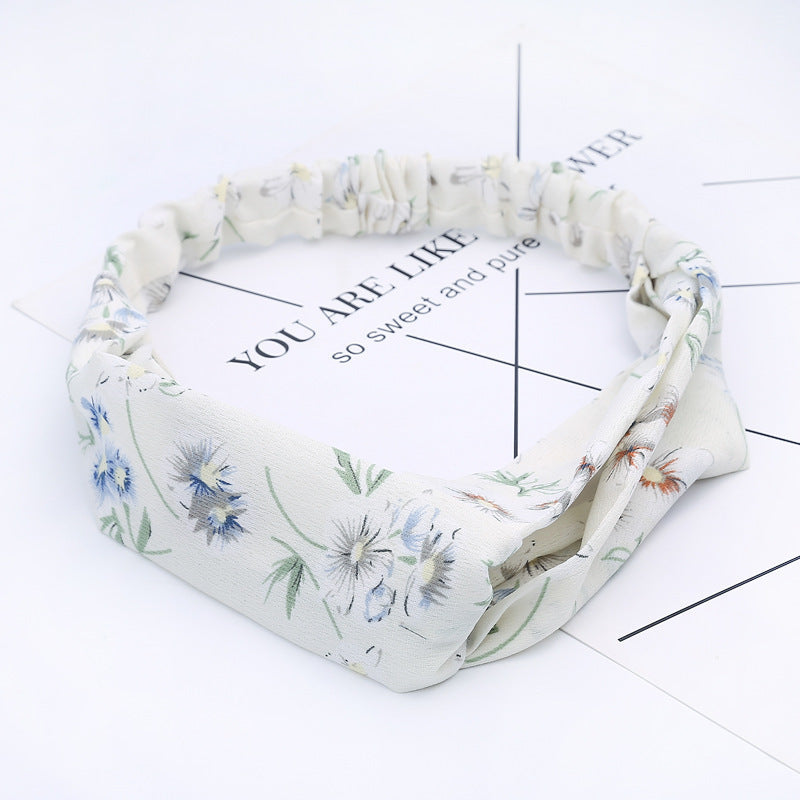 JMT-777994 Chiffon Silk Check Pattern Headband for Women