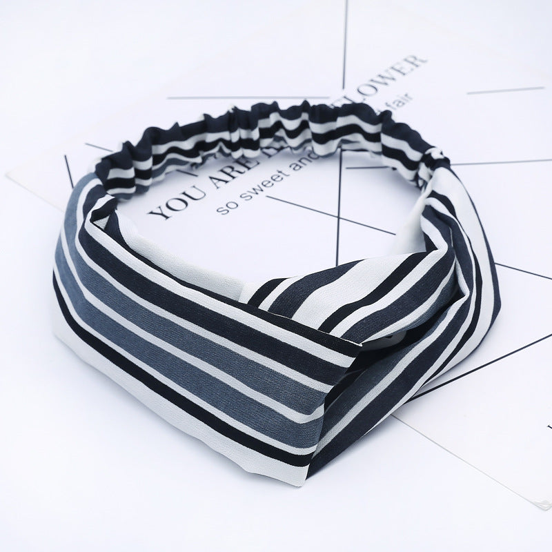 JMT-777994 Chiffon Silk Check Pattern Headband for Women