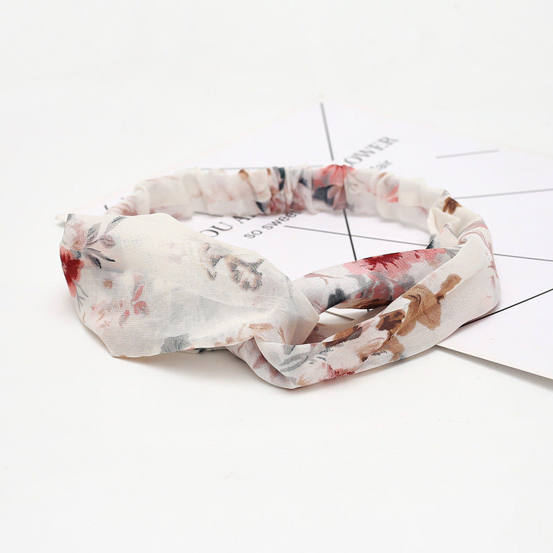 JMT-777994 Chiffon Silk Check Pattern Headband for Women