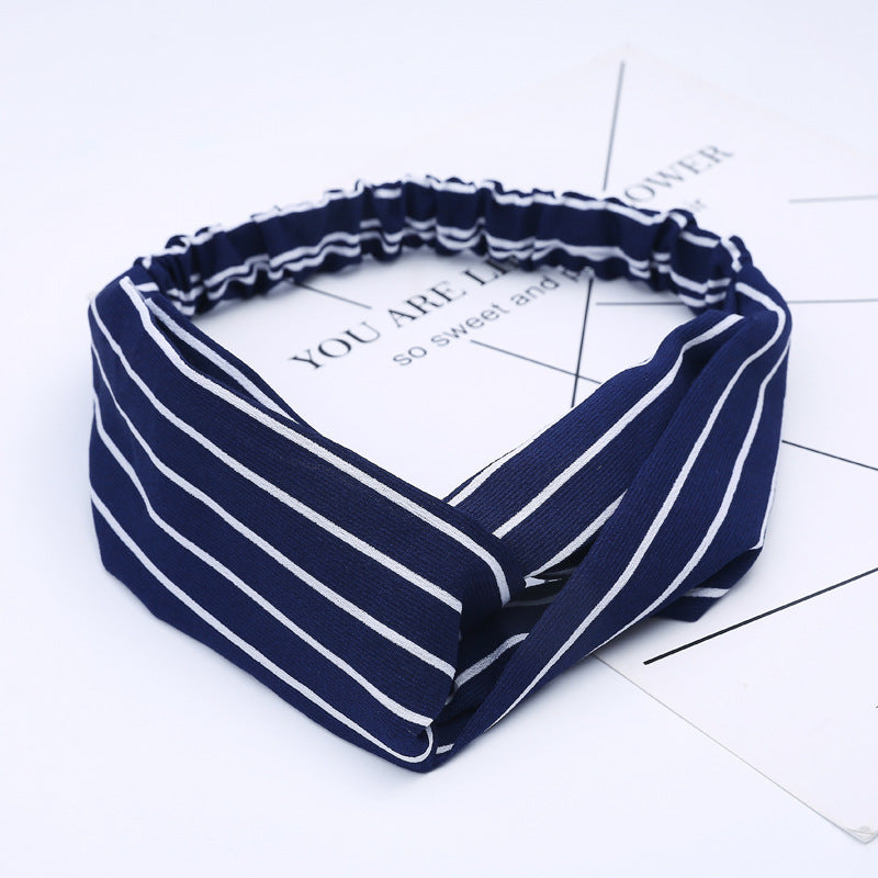 JMT-777994 Chiffon Silk Check Pattern Headband for Women