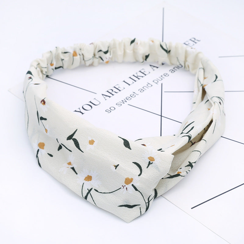 JMT-777994 Chiffon Silk Check Pattern Headband for Women