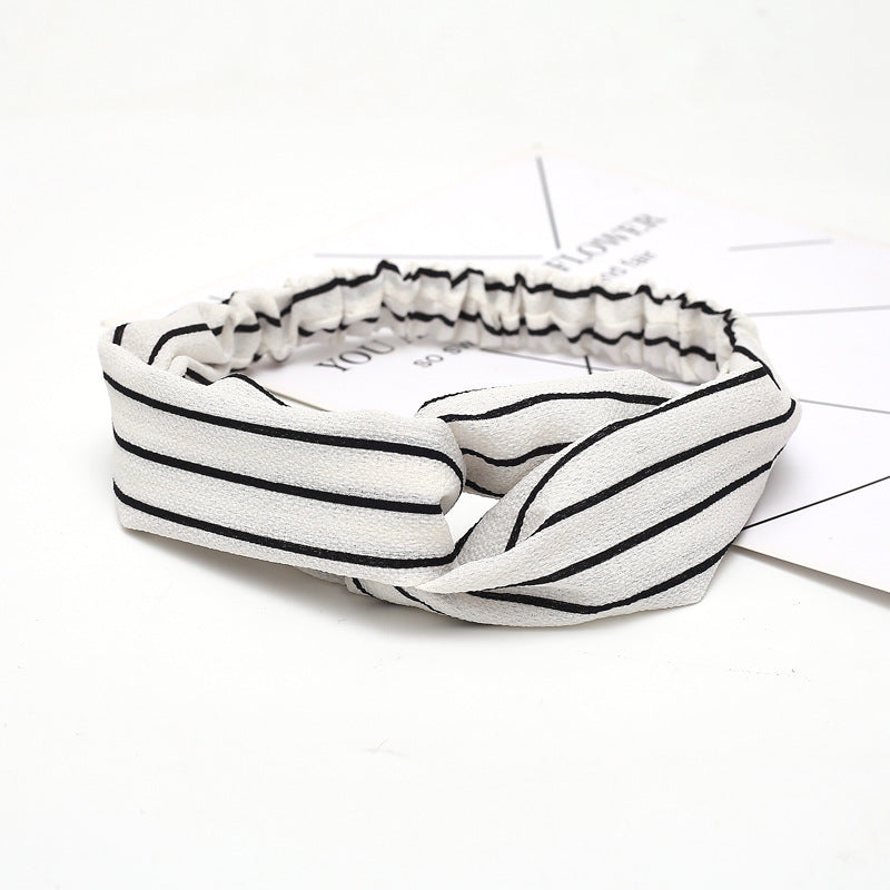 JMT-777994 Chiffon Silk Check Pattern Headband for Women