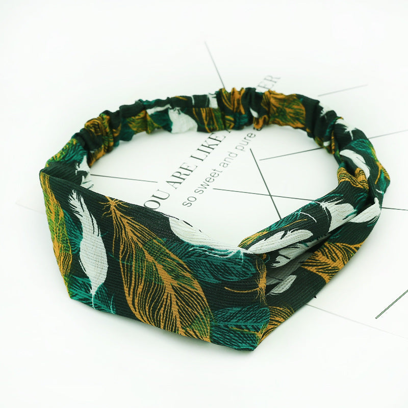 JMT-777994 Chiffon Silk Check Pattern Headband for Women