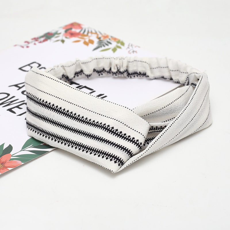 JMT-777994 Chiffon Silk Check Pattern Headband for Women