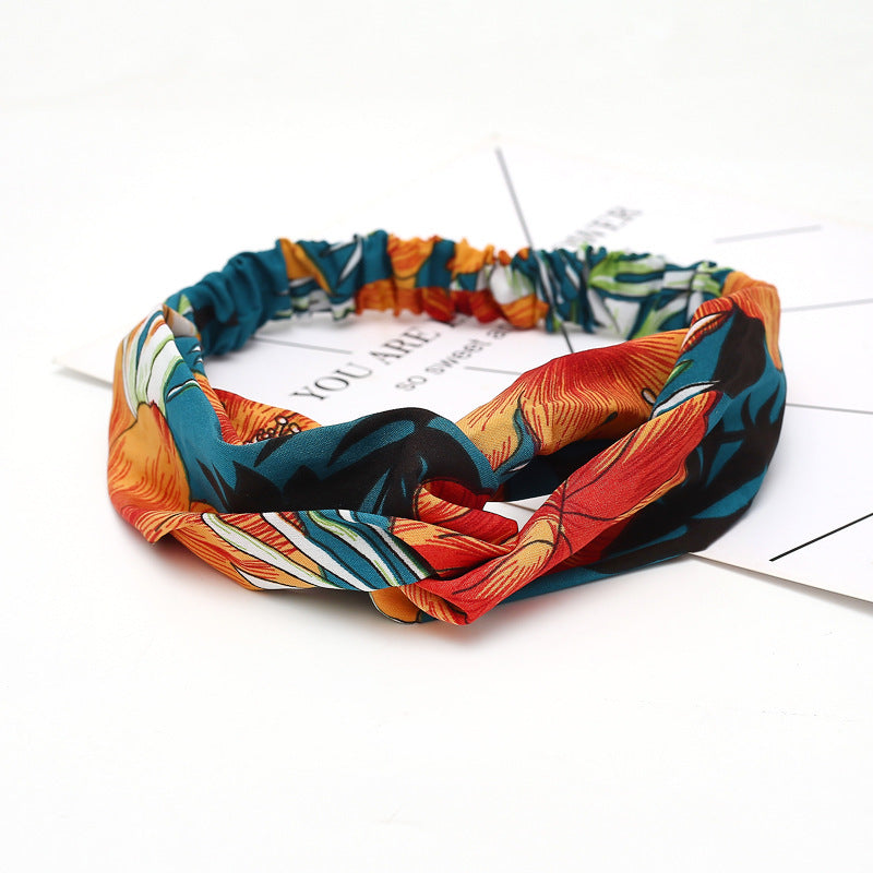JMT-777994 Chiffon Silk Check Pattern Headband for Women