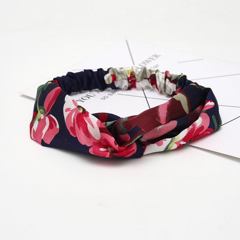 JMT-777994 Chiffon Silk Check Pattern Headband for Women