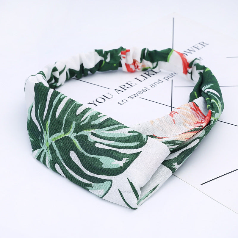 JMT-777994 Chiffon Silk Check Pattern Headband for Women