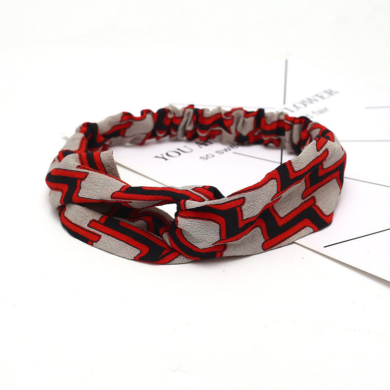 JMT-777994 Chiffon Silk Check Pattern Headband for Women