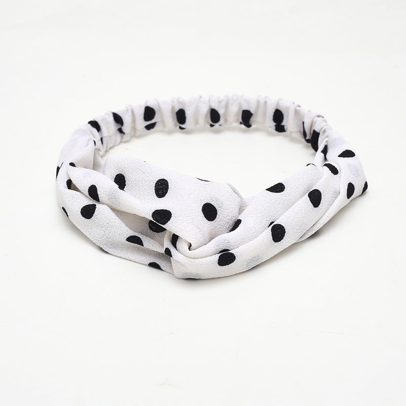 JMT-777994 Chiffon Silk Check Pattern Headband for Women