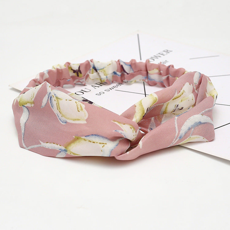 JMT-777994 Chiffon Silk Check Pattern Headband for Women