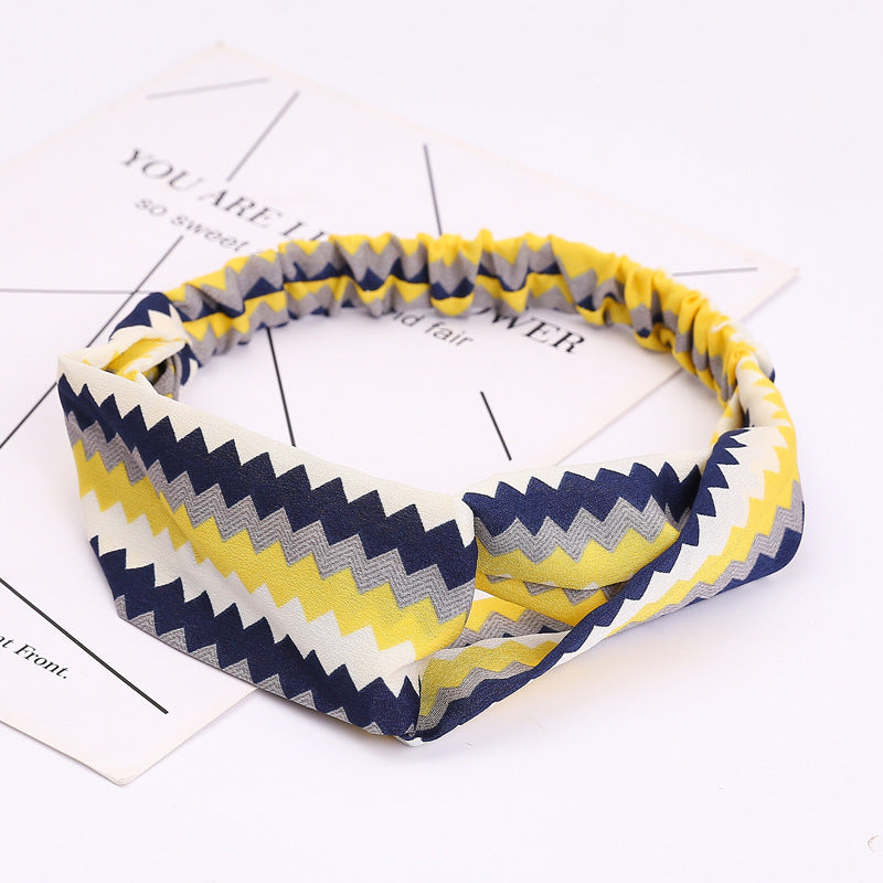 JMT-777994 Chiffon Silk Check Pattern Headband for Women