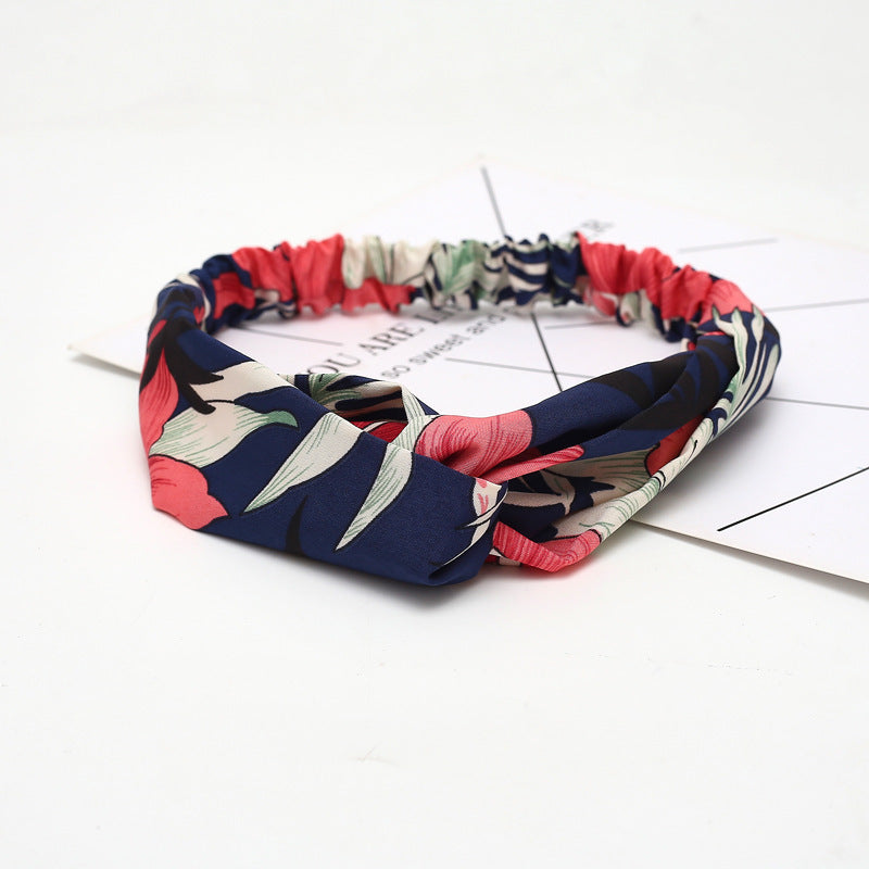 JMT-777994 Chiffon Silk Check Pattern Headband for Women