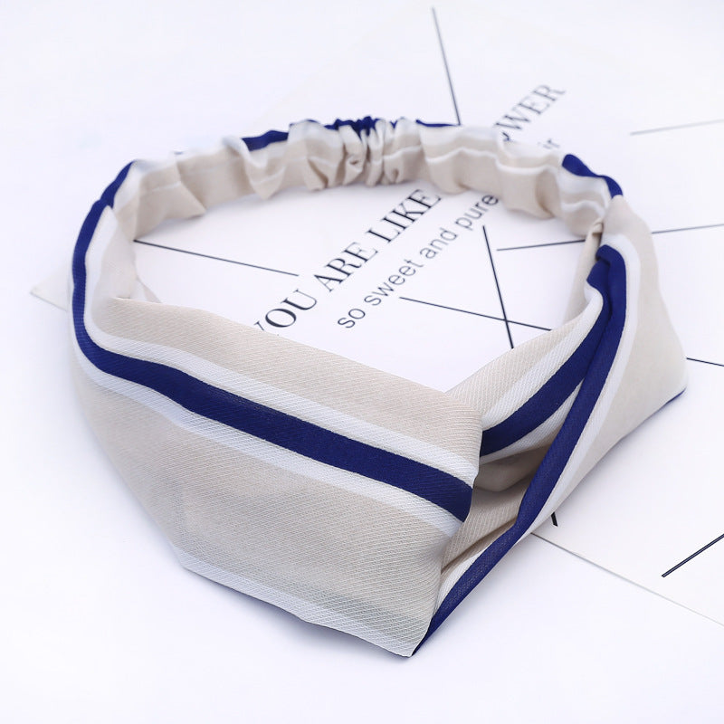 JMT-777994 Chiffon Silk Check Pattern Headband for Women