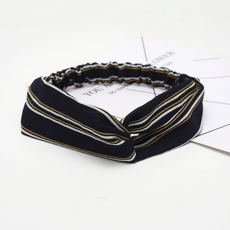 JMT-777994 Chiffon Silk Check Pattern Headband for Women