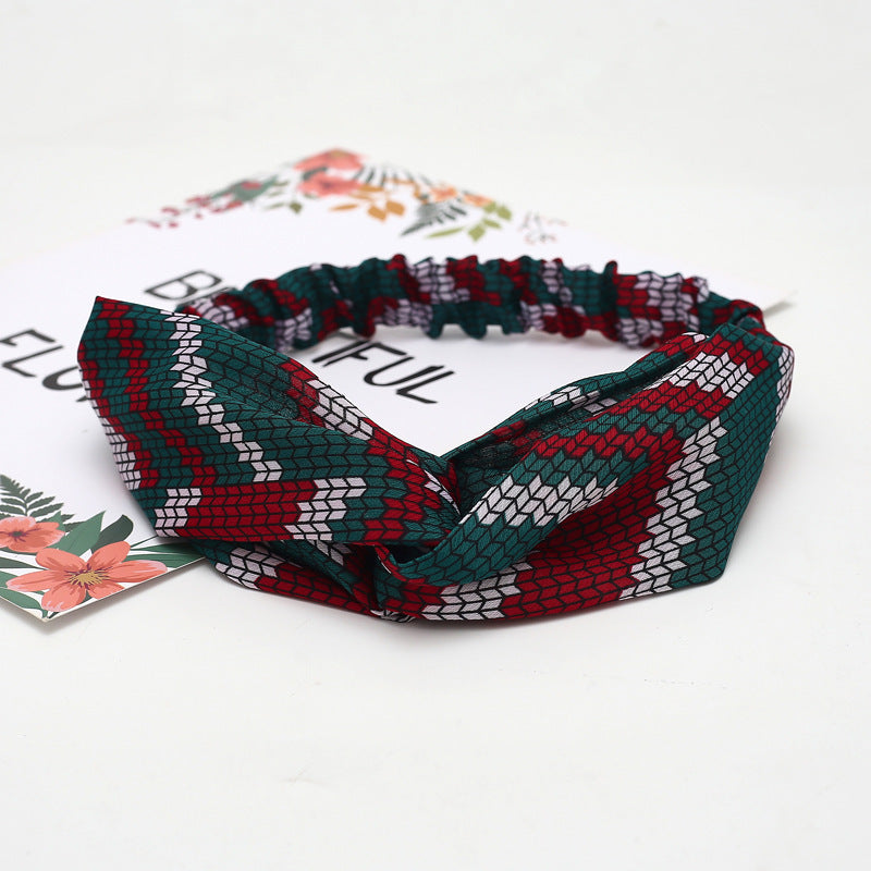 JMT-777994 Chiffon Silk Check Pattern Headband for Women