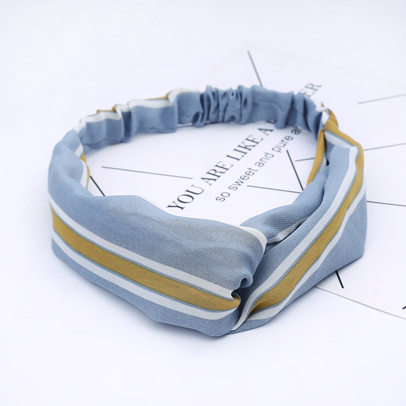 JMT-777994 Chiffon Silk Check Pattern Headband for Women