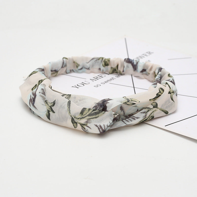 JMT-777994 Chiffon Silk Check Pattern Headband for Women