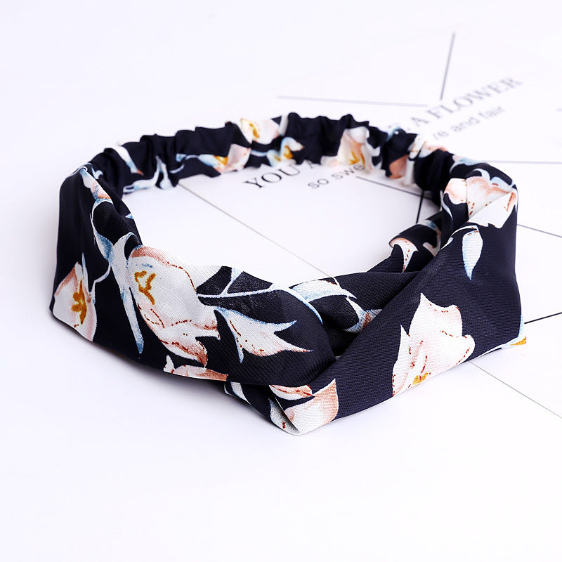 JMT-777994 Chiffon Silk Check Pattern Headband for Women