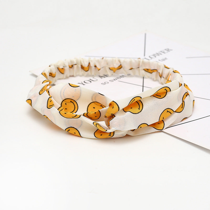 JMT-777994 Chiffon Silk Check Pattern Headband for Women