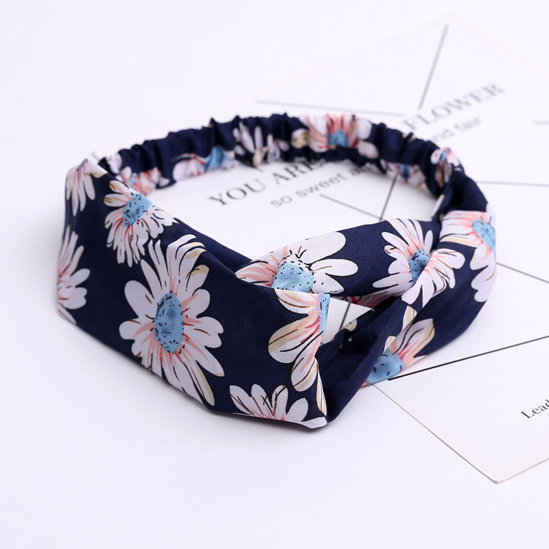JMT-777994 Chiffon Silk Check Pattern Headband for Women