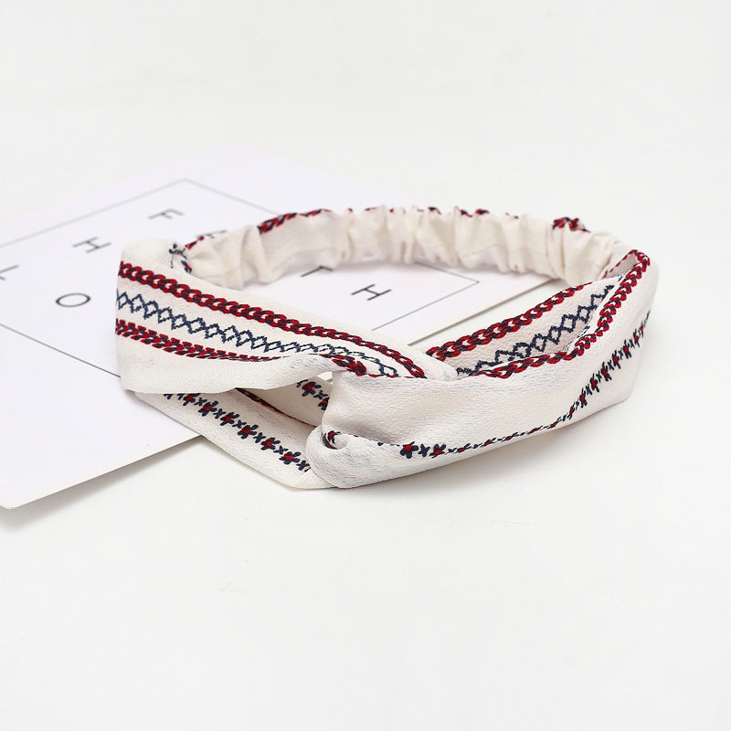 JMT-777994 Chiffon Silk Check Pattern Headband for Women