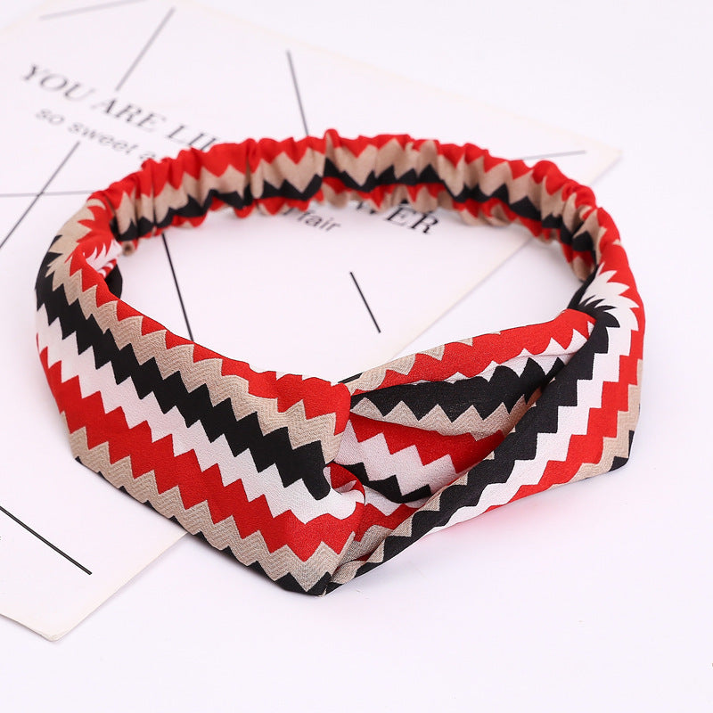 JMT-777994 Chiffon Silk Check Pattern Headband for Women