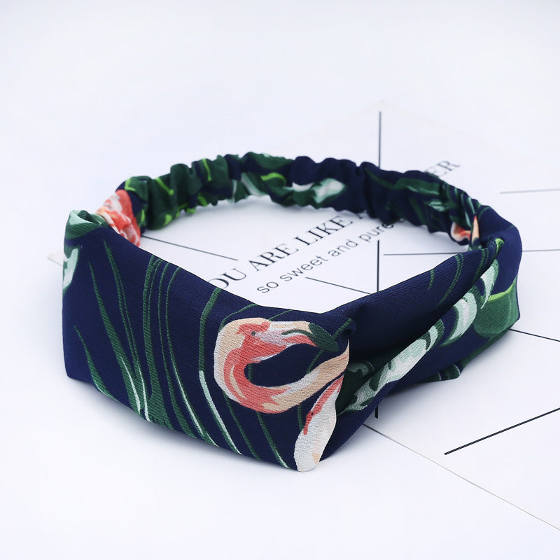 JMT-777994 Chiffon Silk Check Pattern Headband for Women