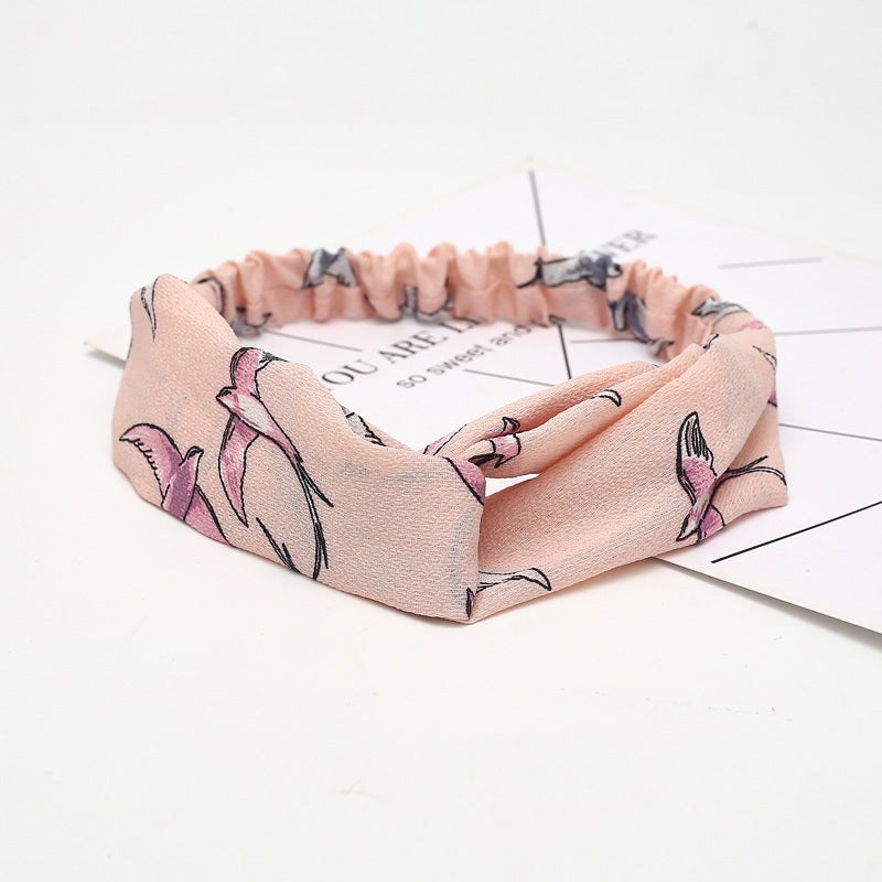 JMT-777994 Chiffon Silk Check Pattern Headband for Women