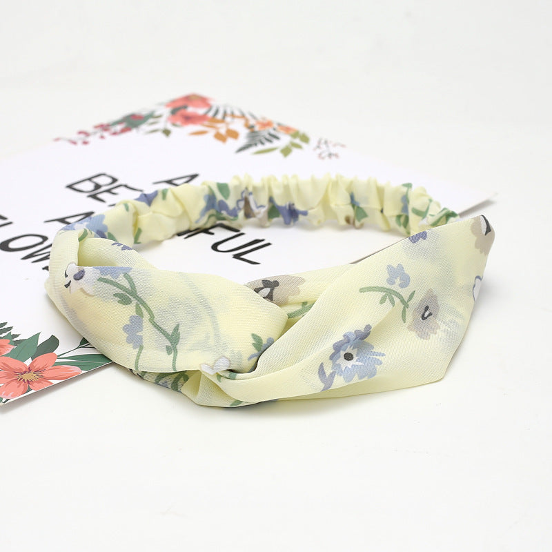 JMT-777994 Chiffon Silk Check Pattern Headband for Women
