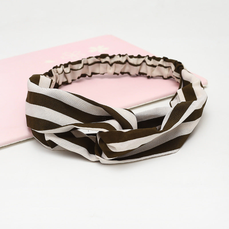 JMT-777994 Chiffon Silk Check Pattern Headband for Women