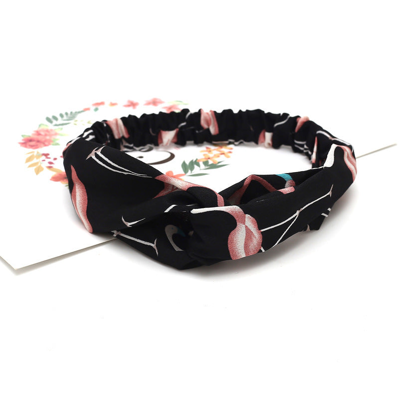 JMT-777994 Chiffon Silk Check Pattern Headband for Women