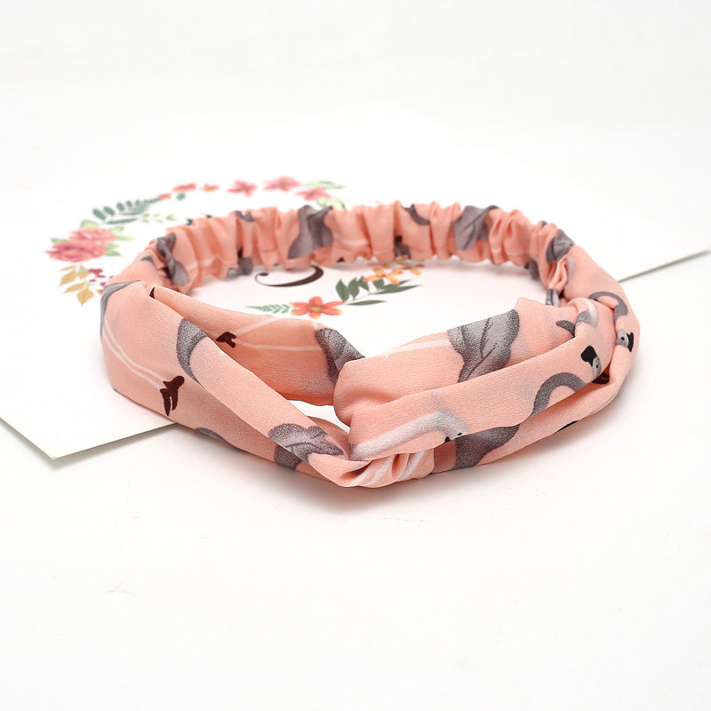 JMT-777994 Chiffon Silk Check Pattern Headband for Women