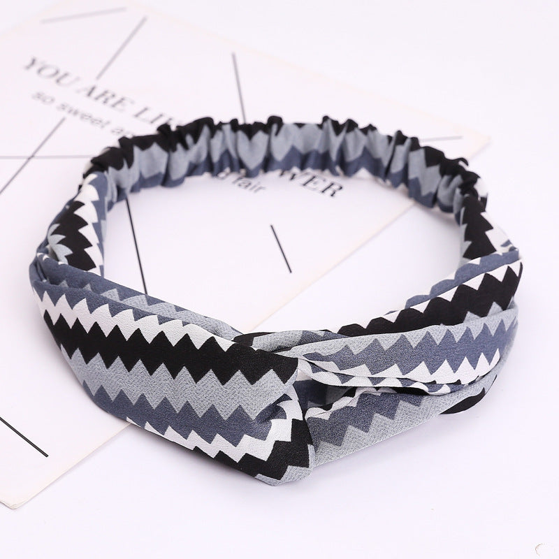 JMT-777994 Chiffon Silk Check Pattern Headband for Women