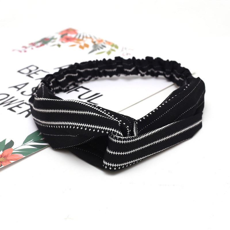 JMT-777994 Chiffon Silk Check Pattern Headband for Women