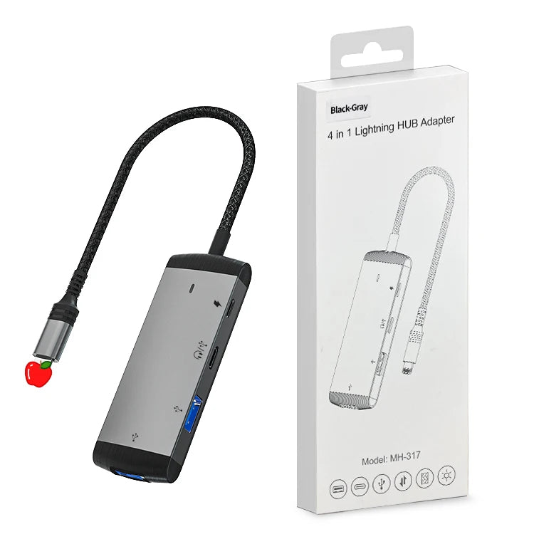 JMT-778122 4-in-1 USB 3.0 Docking Station Adapter for iPhone, iPad, and Laptop with PD Charging