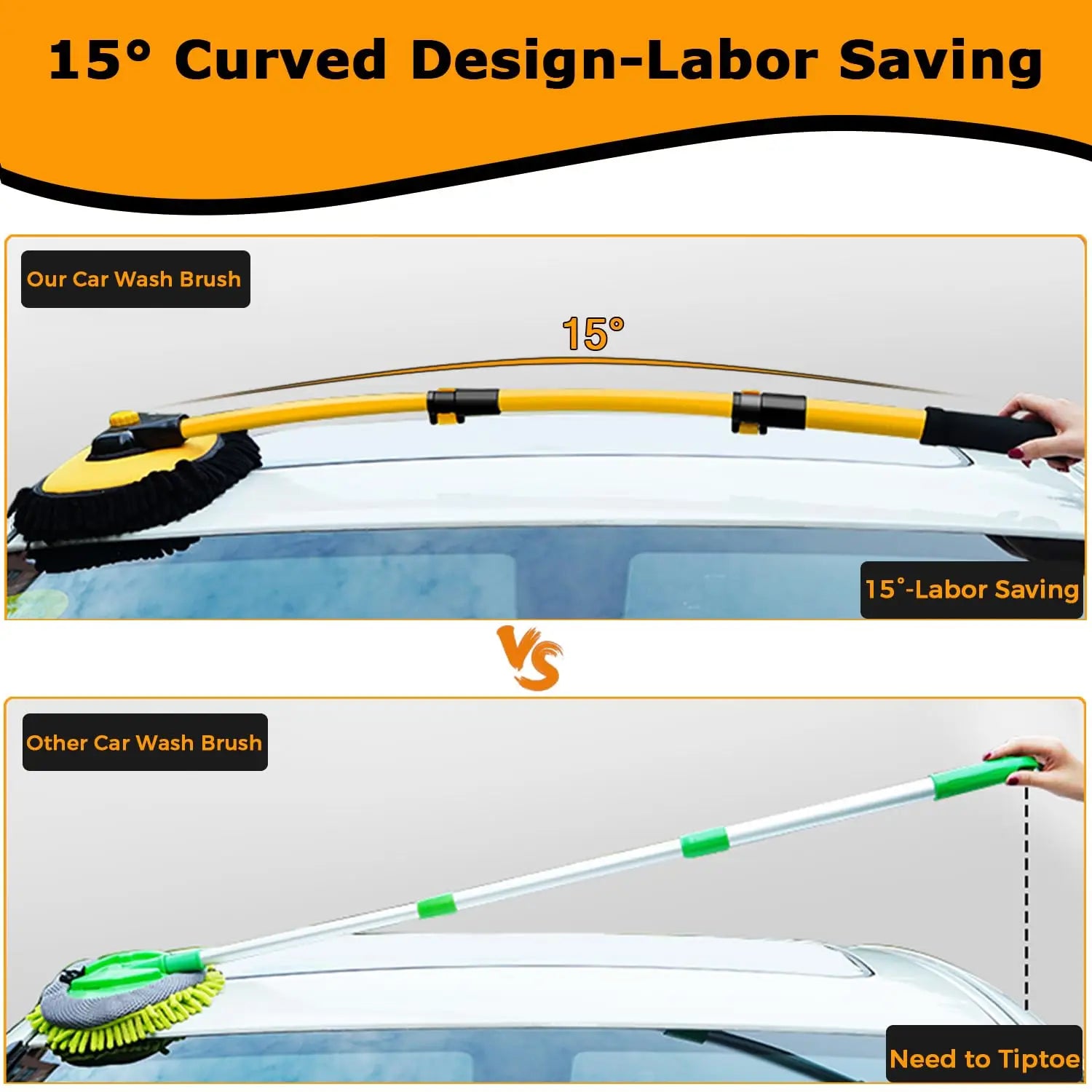 JMT-778250 Adjustable 0-90° Foldable Car Window Cleaning Brush with Soft Bristles for Effective Car Wash