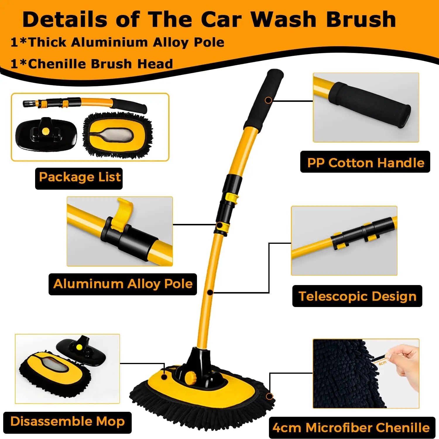 JMT-778250 Adjustable 0-90° Foldable Car Window Cleaning Brush with Soft Bristles for Effective Car Wash