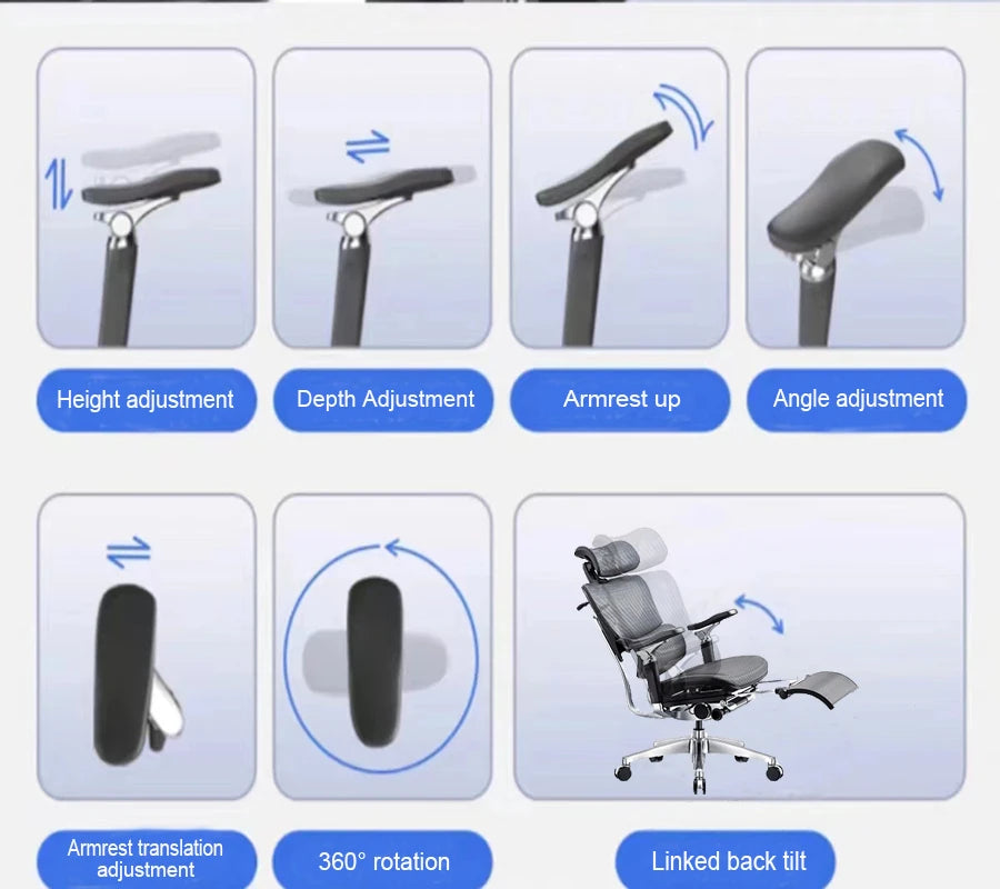JMT-778378 Ergonomic Luxury Office Chair with Reclining Function and 7D Adjustable Armrests