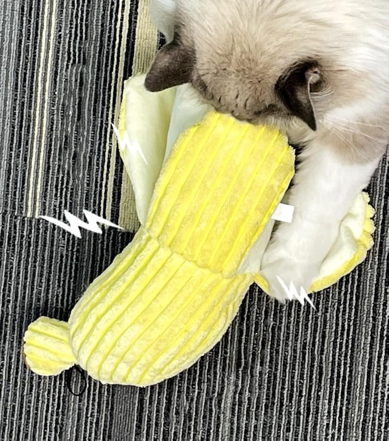 JMT-778442 Durable Banana Cat Crinkle Toy with Catnip - Soft Plush Teaser for Indoor Cats