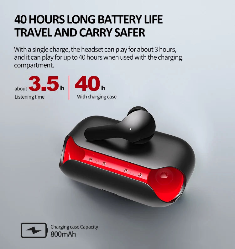 JMT-778954 Wireless Noise-Cancelling Earbuds with Digital Display and Bluetooth 5.3 Connectivity