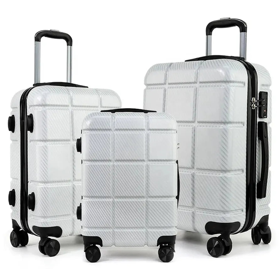JMT-779338 ABS PC Hard Trolley Luggage Set - 3-Piece Suitcase and Travel Bag Collection