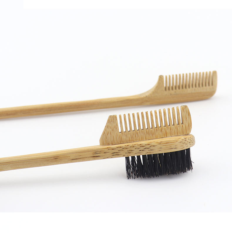 JMT-780042 Bamboo Double-Headed and Three-Headed Eyebrow Brush with Eyelash Comb - Soft and Durable Natural Material