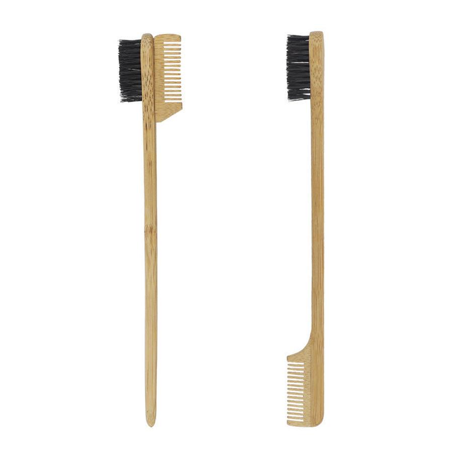 JMT-780042 Bamboo Double-Headed and Three-Headed Eyebrow Brush with Eyelash Comb - Soft and Durable Natural Material